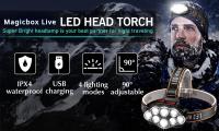 8*XPG Lámpara Frontal LED Fuerte Con Batería Integrada De 800mAh Recargable USB Para Camping Pesca Y Actividades Al Aire Libre - details 0