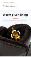 Botas De Invierno Para Hombres Y Mujeres Impermeables De Cuero Con Peluche Caliente Suela De Goma Botas De Nieve De Media Pantorrilla Casual Tallas Grandes - details 5