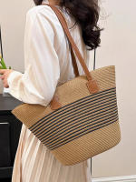 Bolso de paja premium para mujer - Tote de verano estilo boho, diseño exclusivo para playa y looks urbanos（42*28*13cm） - details 0