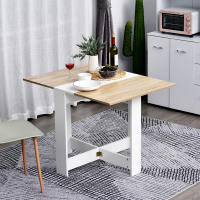 HOMCOM Mesa de Comedor Plegable Cocina Salón Mesa Auxiliar con 2 Alas Abatibles Ahorra Espacio Diseño Moderno 103x76x73,5cm Madera - details 1