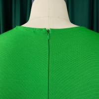 Vestido Elegante Para Oficina Para Mujer Con Cuello En V Manga Corta Cinturón Ajustado Recto Midi Formal Ropa De Negocios Para Mujer - details 8
