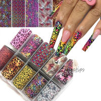10 Rolls De Papel De Transferencia Para Uñas Con Patrón De Leopardo Decoraciones De Manicura Estilo Animal Tips Stickers - details 0