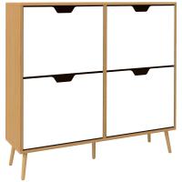 HOMCOM Mueble Zapatero con 4 Cajones Abatibles y Estantes Ajustables Armario de Zapatos de Pasillo para 16 Pares de Zapatos 95x26x95 cm - details 0