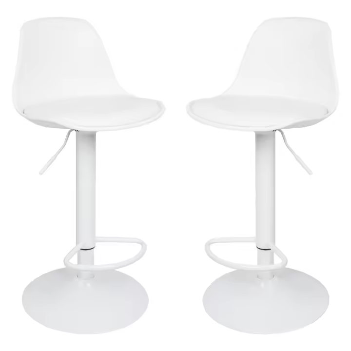Juego de taburetes de bar 2/4 con respaldo, silla de bar, piel sintética, regulables en altura - 1