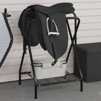vidaXL Soporte de montura plegable de pie independiente hierro negro - details 0