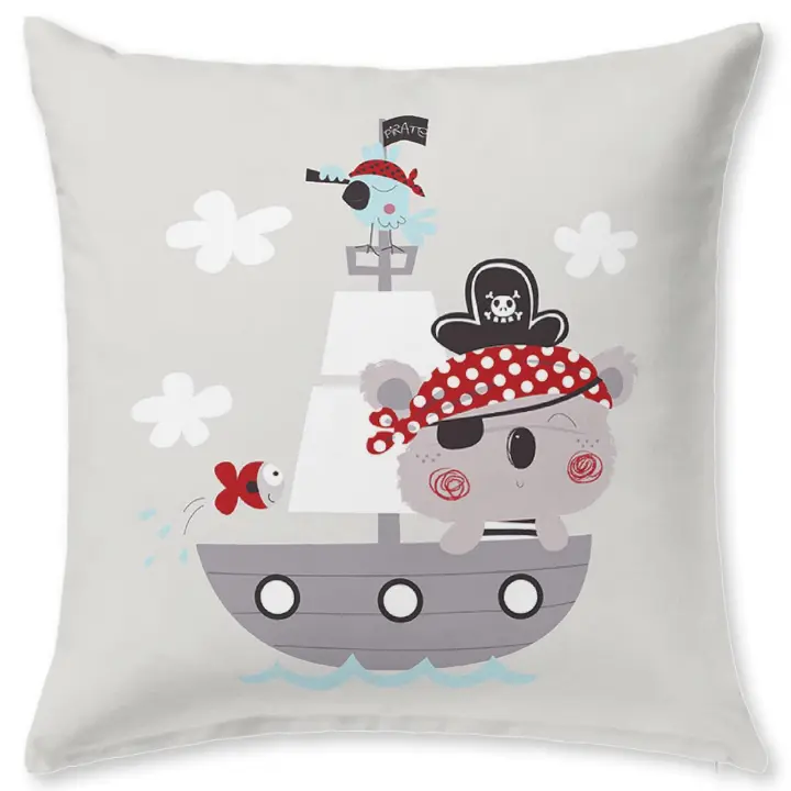 JVR - Cojin algodón modelo PIRATE  - Tejido 100% Algodón - Estampado digital - Fabricado en España - Medidas 60x60 - 1
