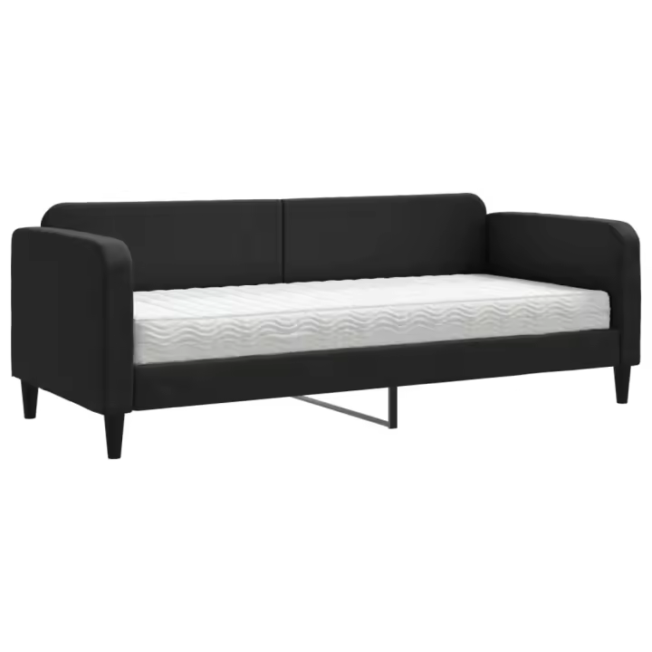 vidaXL Sofá cama con colchón tela negro 80x200 cm - 1