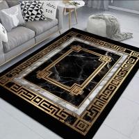 Carpetas Clásicas Negras Y Oro Para Sala De Estar Antideslizantes Suaves Alfombra De Sofa Y Mesa De Café Decorativa Lavable Para Dormitorio Y Cocina Alfombrilla De Piso - details 2
