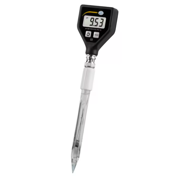 PCE Instruments pH-metro para suelos con electrodo intercambiable / Manejo sencillo / Para suelos, barro y líquidos viscosos / Electrodo de vidrio con punta PCE-PH 18 - 1