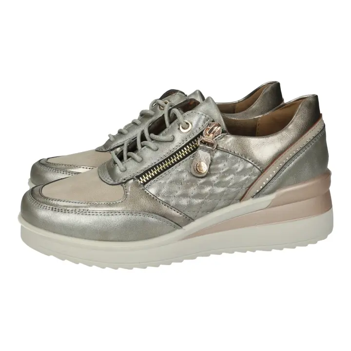 Zapatos Cordón marca MYSOFT para mujer en color taupe. <b>Zapatos de cordón MySoft con cordón y cremallera, plantilla extraíble y tecnología Memory Foam</b> - 1