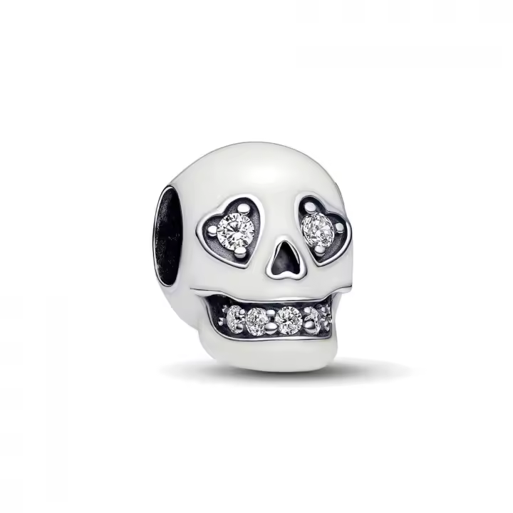 PANDORA Charm Calavera Brillante Plata 925ML Mujer - Esmalte Circonita Cúbica - 1
