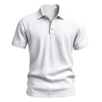 Camisa POLO de manga corta con solapa y botones, informal, de lino, transpirable, estilo británico, de verano para hombre - details 9