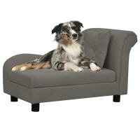 vidaXL Sofá para perros con almohada felpa 83x44x44 cm en color Gris oscuro/Gris/Marrón - details 0