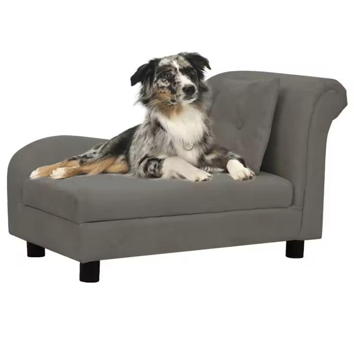 vidaXL Sofá para perros con almohada felpa 83x44x44 cm en color Gris oscuro/Gris/Marrón - 1