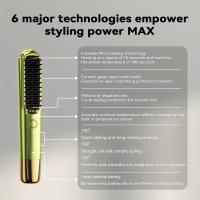 Planchas del pelo，Alisador de pelo eléctrico, verde oliva con acentos dorados rosados, herramienta de alisado cerámico con 3 ajustes de temperatura, batería de litio recargable USB de 4000mAh, estilizador de pelo portátil de 22W, regalo ideal para mujeres - details 2