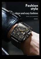 Reloj De Pulsera De Lujo Para Hombre OLEVS Cuadrado Cuarzo Resistente Al Agua Luminoso Cronógrafo De Cuero Acero Inoxidable Dial De Cristal Duro - details 7