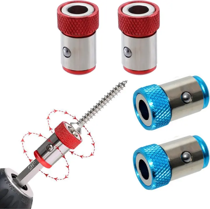 Soporte magnético para puntas, anillo magnético de 4 piezas, punta magnética, adecuado para puntas de destornillador de doble cabeza de diámetro, puntas de destornillador con casquillo magnético seco - 1