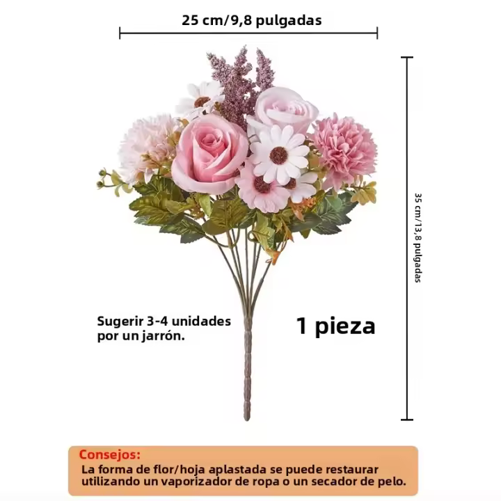 1pc Arreglo De Flores Artificiales Rosa Hiedra Esterilla Girasol Para Decoración De Interiores Y Fiestas En Casa - 1