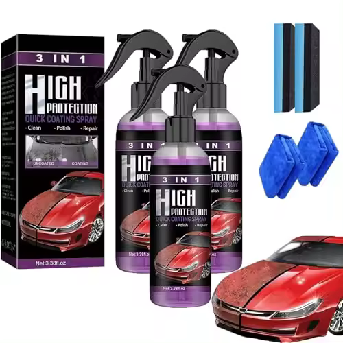Spray de revestimiento cerámico rápido para automóvil 3 en 1 de alta protección, aerosol 3 en 1 de alta protección, aerosol para revestimiento de automóvil, aerosol de revestimiento rápido de alta protección (100ML-3 piezas) - 1