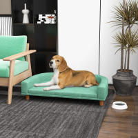 PawHut Sofá para Perros Grandes Cama Elevada para Perros Tapizada con Cojín Lavable y Patas de Madera de Pino Carga 40 kg 98x67x25 cm Verde - details 1