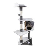 COTTECOTA-Árbol rascador para Gatos Altura 60*56.5*111.5cm Árbol para Gatos Azul Marrón Beige Torre Arbol de Escalada de Múltiples Niveles con Cueva Espaciosa Postes Rascadores de Sisal 40452,40438 - details 9