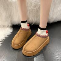 Botas De Nieve Para Mujer Invierno 2024 Cálido De Cashmere Suela Gruesa Sin Talón Media Pantufla Algodón Zapatos Para Mujer - details 2