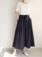 Falda Midi A-Line Elegante De Cintura Alta Para Mujer REALEFT Con Bolsillos Estilo Coreano Casual Suelta Y Solidaria Con Cinturón - details 29