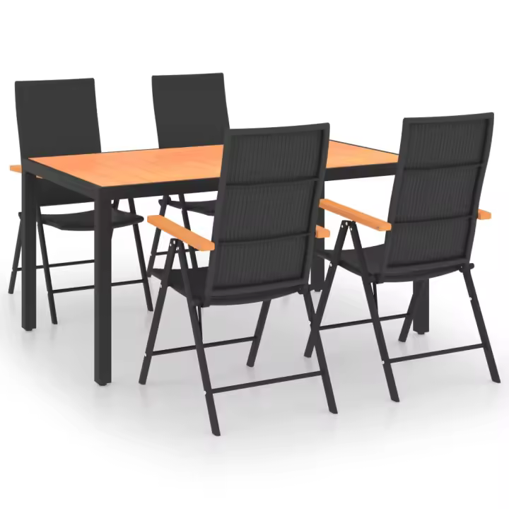 vidaXL Juego de comedor para jardín 5 piezas negro y marrón - 1