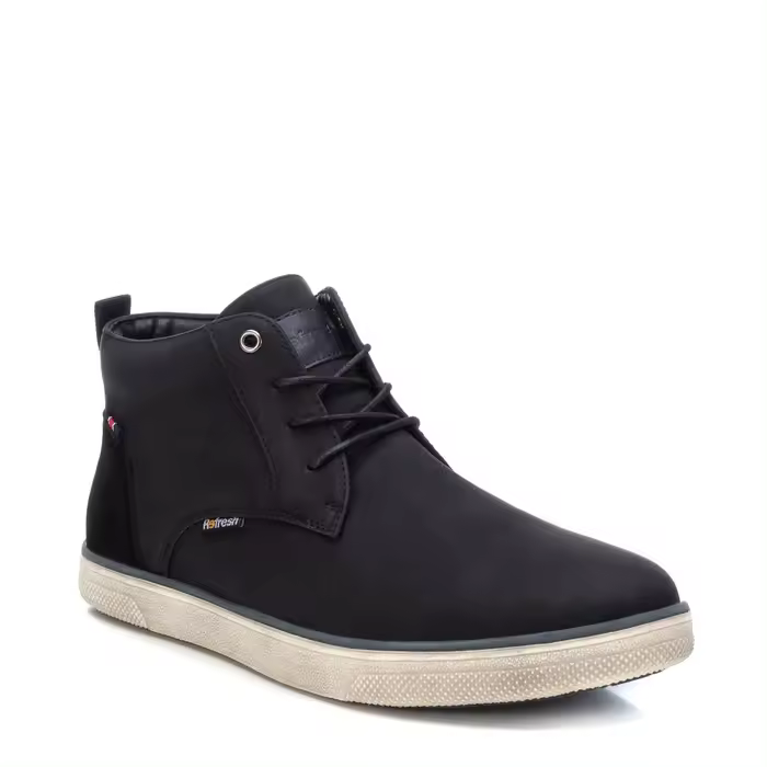 Refresh 170044 Botín de hombre fabricado en material que imita la piel en color negro, cierre mediante cremallera lateral y cordones ajustable, tirador trasero para facilitar su calce, suela de goma antideslizante. - 1