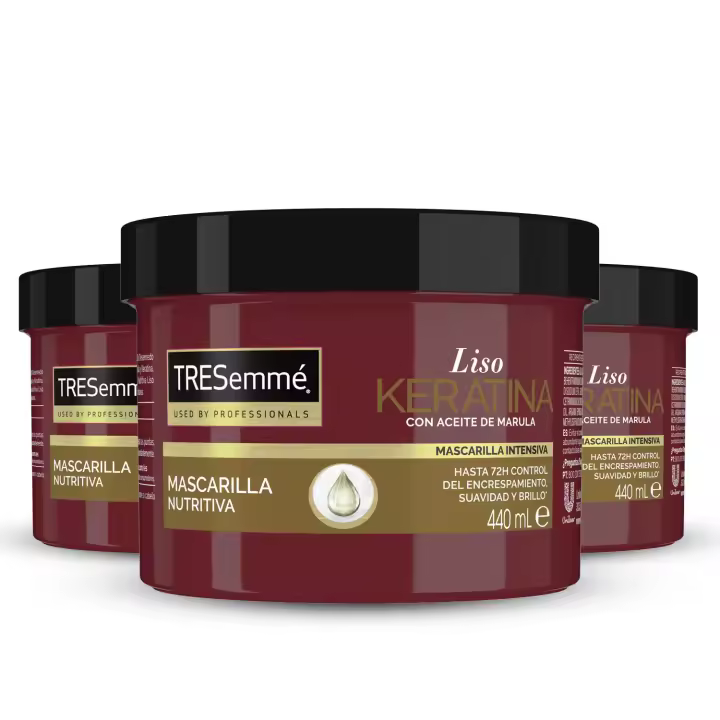 TRESemmé Mascarilla Liso Keratina con aceite de Marula y Keratina para cabellos secos y con tendencia a encresparse 440ml - Pack de 3 - 1