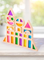 Bloques De Construcción De Madera Coloridos 25Pcs Juguete Sensorial Montessori Para Preescolar Bloques De Arcoíris De Geometría Para Niños De 4 a 12 Años - details 0