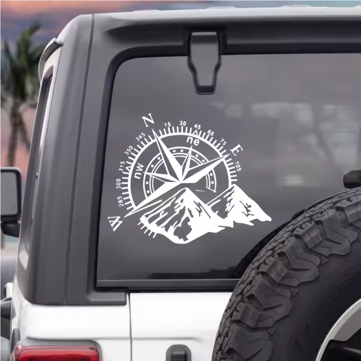 Pegatina De Vinilo Impermeable Para Coche Con Compaña De Montañas Y Bosques Accesorios Para Aventuras Al Aire Libre Diseño De Carrocería De Coche PVC - 1