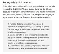 Mini Aire Acondicionado 4 en 1, Aire Acondicionado Portatil Silencioso, Air Conditioner Mini, Ventilador Portátil, Mini Enfriador, Climatizador Agua Type-C with Humididifier y Temporizador - details 2