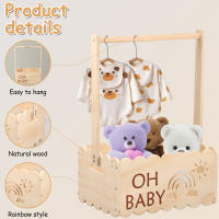 Caja De Baño Para Bebé De Madera Con Manija Cesta De Almacenamiento Multifuncional Para Niños Y Niñas Regalo Práctico Para Padres Nuevos - details 3