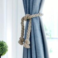 Cortinas Tejidas Decorativas De Algodón Lino Para Sala De Estar Hoteles Oficinas Cortinas Fijas Y Atadas Bloqueo De Luz - details 1