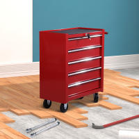 HOMCOM Carro Caja de Herramientas Taller Movil con 5 Cajones 4 Ruedas Chapa de Acero Azul - details 7