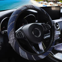 Cubierta De Volante Para Coche Estilo Bohemio Y Étnico De Tela Rayada Transpirable Sin Borde Interno Para Coches De 14-15 Pulgadas - details 0