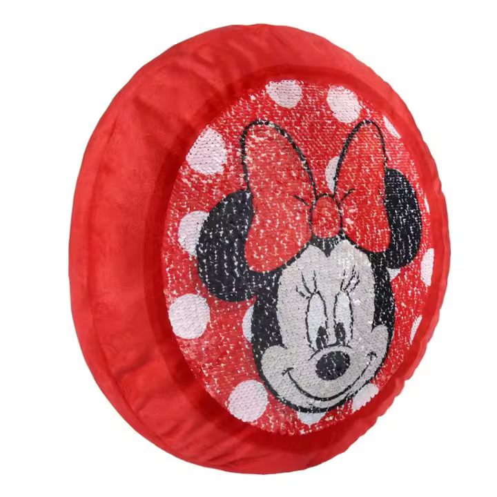 Cojín Redondo Minnie Mouse Rojo con Lentejuelas 30x30x10cm Niña - 1