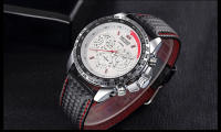 Reloj De Pulsera De Cuarzo Para Hombre MEGIR Moda Resistente Al Agua Con Correa De Cuero Negro Lujo Y Casual Estilosólido - details 14
