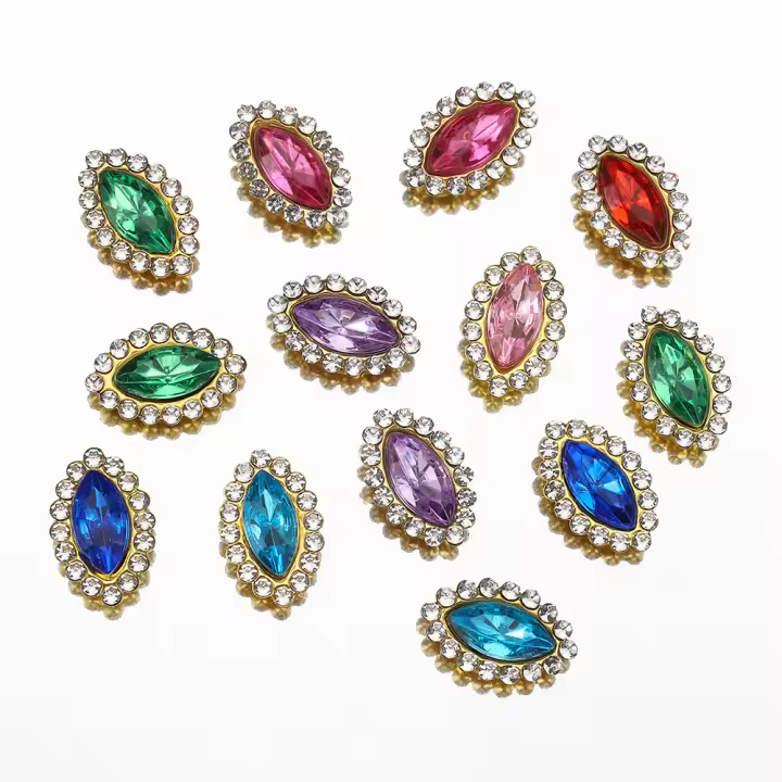 50pcs Rhinestones De Forma Ocular De Vidrio Con Bezel De Uña Para La Creación De Joyas DIY Bricolaje Patch De Costura - 1