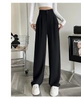Pantalones Anchos De Pierna Para Mujer Cintura Alta Elegante Minimalista Primavera Verano Con Botones Y Bolsillos Talla Suelta - details 1
