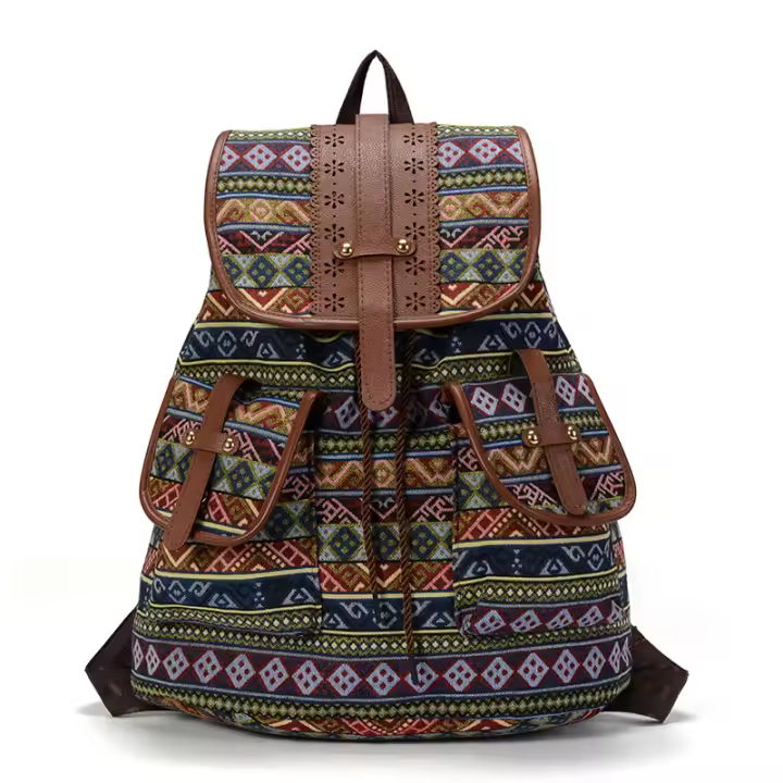 Mochila De Lona Para Mujer Con Estampado Floral Gran Bolsa De Hombro Para Adolescentes Y Niñas Bolsa De Viaje De Fin De Semana Escolar - 1