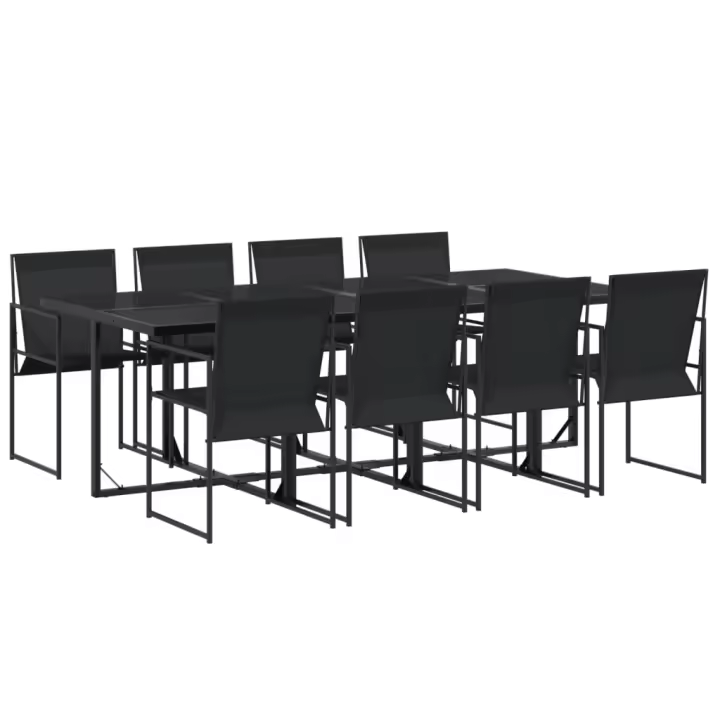 vidaXL Juego de comedor para jardín 9 piezas textilene negro - 1