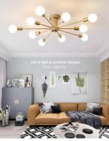 Luz De Techo De Hierro Forjado Nórdico Moderna Para Sala De Estar Comedor Estudio Dormitorio Con Multiple Cabeza Iluminación Fixtur - details 2