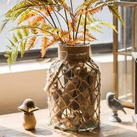 Vaso De Vidrio Tejido a Mano Boho-Chic Portátil Y Transparente Con Patrón Sólido Para Decoración Del Hogar Y Hidroponía - details 0