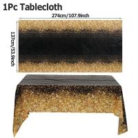 Mantel Negro Y Dorado Con Brillo Para Fiestas De Cumpleaños Y Bodas Decoración De Mesa En Tela Color Oro Y Rosa - details 8