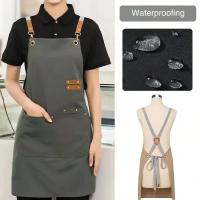 Aprón De Cocina Impermeable Para Hombres Y Mujeres Con Correa Ajustable Y Grandes Bolsillos En Lona Canvas - details 2