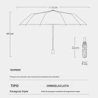 Paraguas Automático  12 De Tamaño Grande En Color Sólido Con Protección UV Y Luz Colapsable Para Sombrilla - details 3