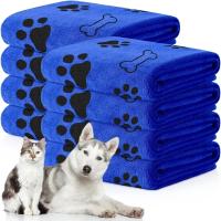 Toalla Para Mascotas 60x100cm Drying Rápido Microfibra Absorbente Azul Gris Para Perros Y Gatos Producto De Baño Para Animales - details 3