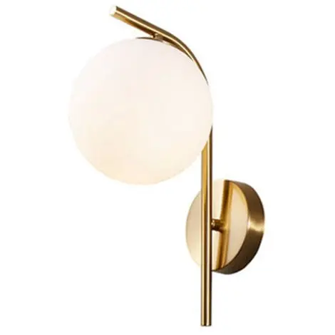 Lámpara de pared moderna con pantalla de cristal - Lámpara de pared dorada E27, personalizada para dormitorio y sala de estar - 1